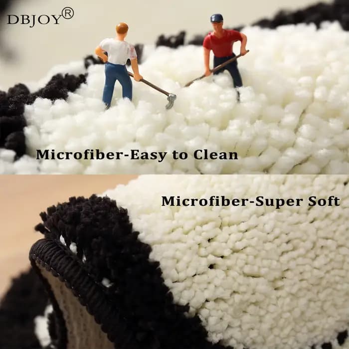 Tapis de salle de bain modernes antidérapants noirs avec tapis blancs, motif cœur amusant, lavables, en microfibre, ensemble d'accessoires de salle de bain, tapis de sol en caoutchouc pour la douche