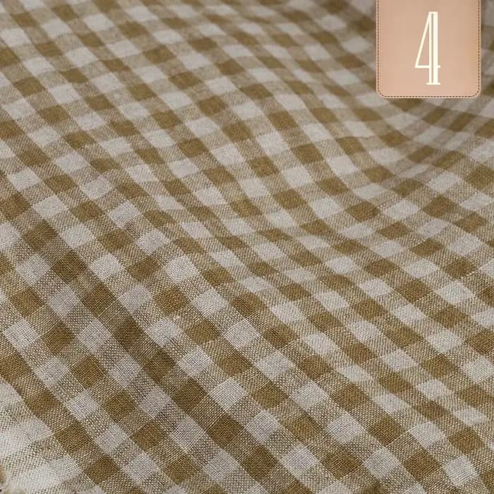 Tissu en lin pur délavé au sable, à petits carreaux jaunes, pour la confection de robes, pantalons et chemises de créateurs printemps-été, tissu respirant pour la couture