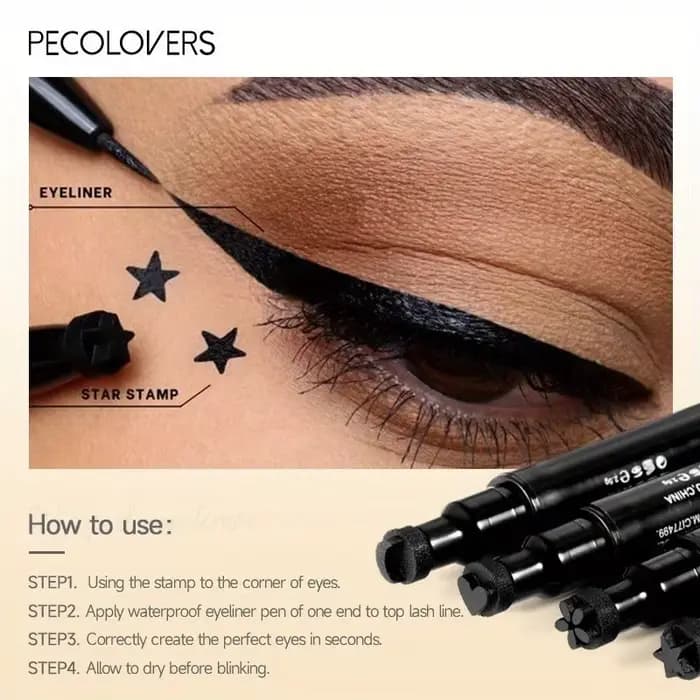 Eyeliner liquide noir 2 en 1, Double tête, tampon de lune, crayon pour les yeux, séchage rapide, sans taches, longue durée, facile à utiliser, maquillage pour les yeux