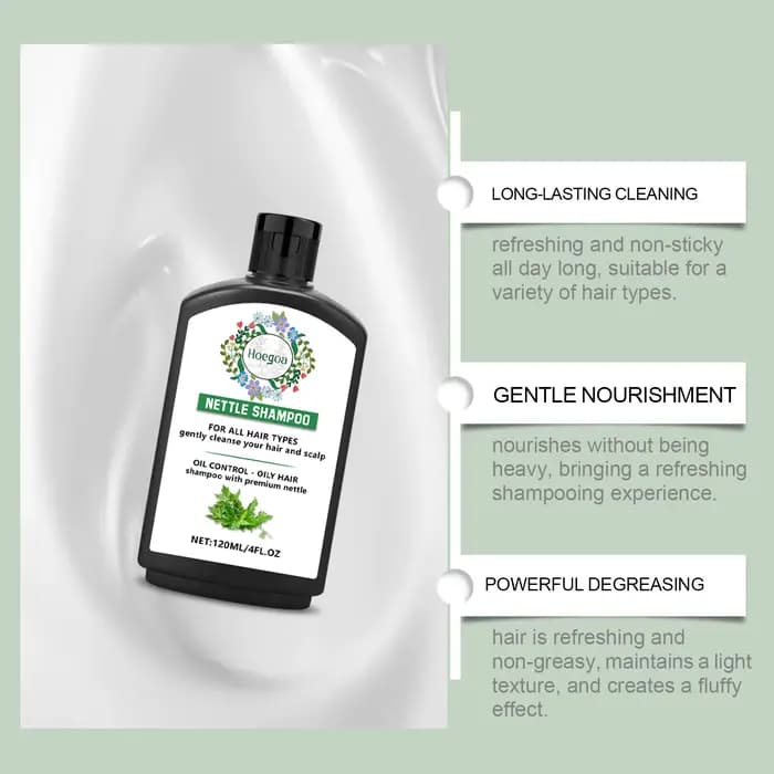 Shampoo à l'Ortie Traitement Fortifiant Volumisant Léger Nourrissant en Profondeur Nettoyage du Cuir Chevelu Doux Cheveux Gras pour Tous Types