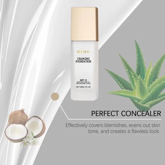 Spf 15 fond de teint à couleur changeante couverture complète maquillage imperméable du visage éclaircissant
