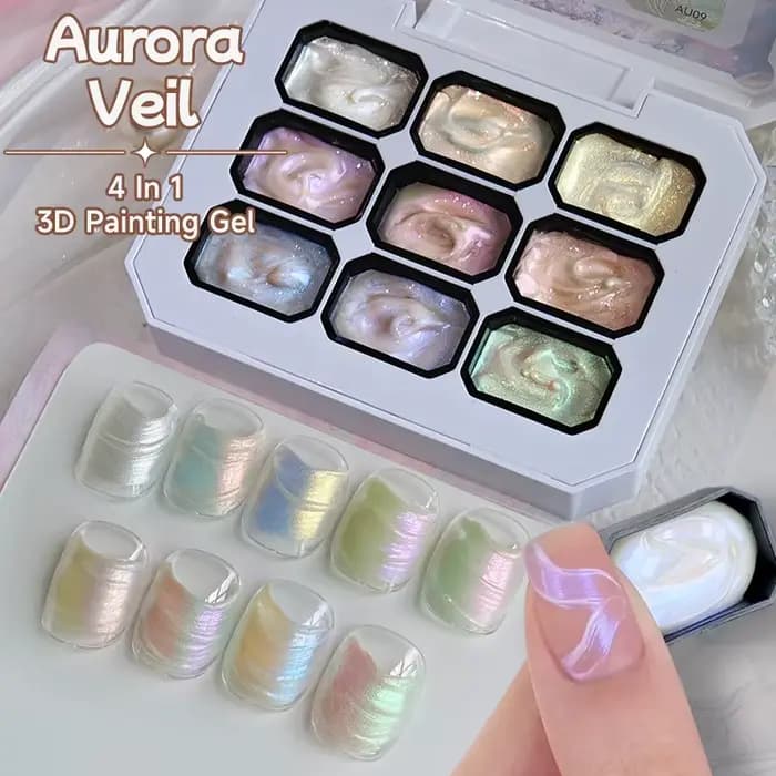 UR SUGAR Gel de Peinture pour Ongles 9 Couleurs/1 Groupe, Macaron Printemps-Été 4-en-1, Idéal pour le Dégradé et le Stamping