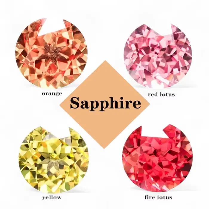 Saphir cultivé en laboratoire de couleur jaune Lotus rouge Orange feu Lotus de forme ronde pour la fabrication de bijoux de charme à faire soi-même avec certificat en gros