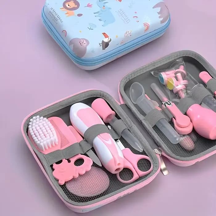 Kit de soins de santé 20 pièces avec étui portable-ensemble complet de santé et de toilettage avec cuillère à oreille, coupe-ongles, peigne, brosses et plus encore