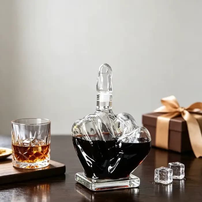 Carafe en verre 1000 ml en forme de doigt d'honneur pour vin rouge, whisky, vodka, décoration créative pour bar, maison, cuisine, cave à vin