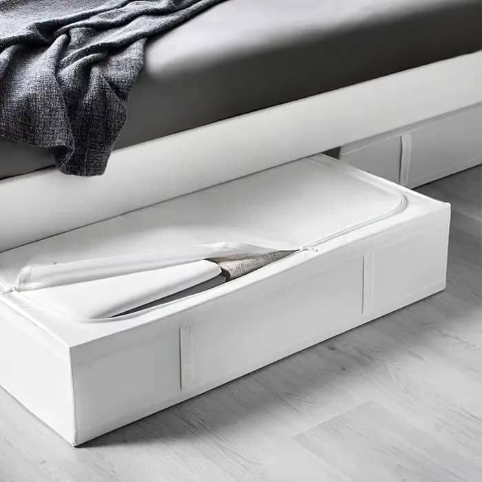 Boîte de rangement pliable pour le dessous du lit avec couvercle à fermeture éclair scellée, utilisation optimisée de l'espace sous le lit de la chambre