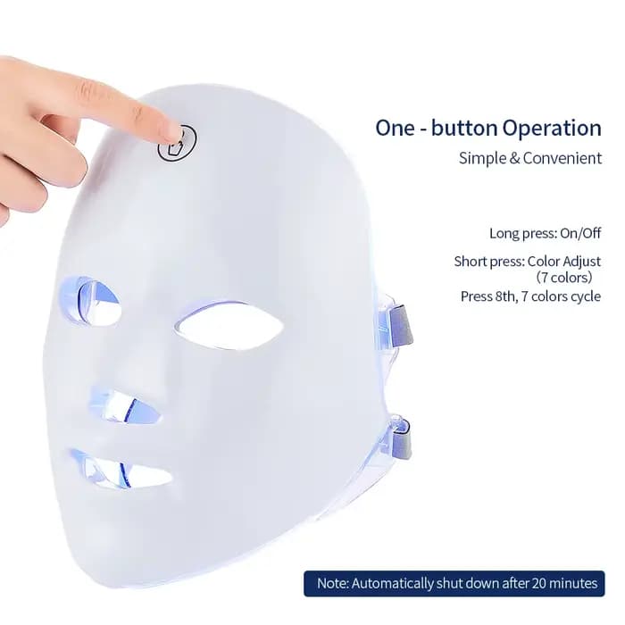 Masque facial LED sans fil 7 couleurs rechargeable portable pour le rajeunissement de la peau et les soins de beauté