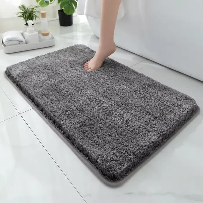 Tapis de sol de salle de bain arrondi et épais, tapis absorbant pour baignoire, matériau en peluche, tapis de pied antidérapant, tapis de porte d'entrée, salle de bain