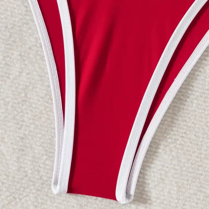 Femmes maillot de bain rouge Sexy Bikini deux pièces maillots de bain féminin Bikinis ensemble solide maillots de bain femme Trikini licou livraison directe
