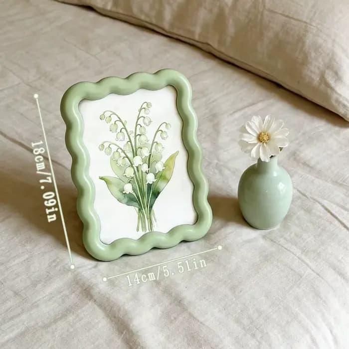 Cadre photo floral à bord ondulé, cadre décoratif à bordure ondulée, cadre d'affichage pour impression artistique florale pour chambre à coucher, salon, maison