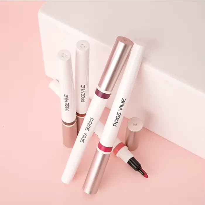 Crayon à lèvres long, gloss à lèvres doux 2-en-1