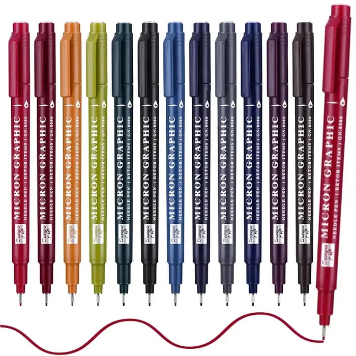 12 couleurs 0.5 Micro, ensemble de stylos à fineliner, stylo à pointe Fine, multi-liner, croquis, Anime, illustration d'artiste/dessin technique