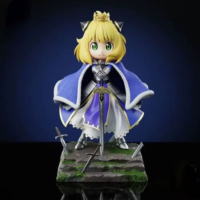 Figurine Anya Forger Version Saber Mignonne Q Version Double Tête Sculptée, Modèle de Collection Anime, Cadeau, Décoration Maison