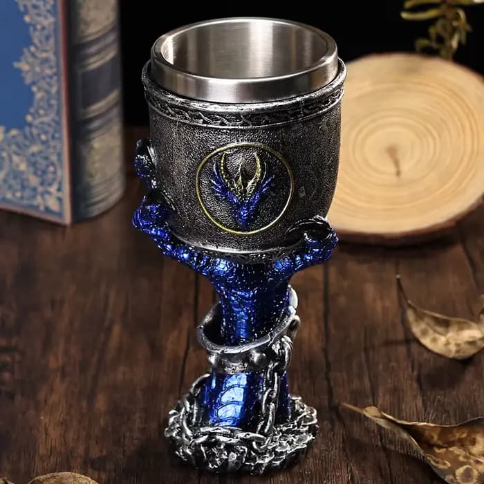 Gobelet griffe de dragon en acier inoxydable, insert gothique rétro, calice en verre à vin Trink Kelch, 2024