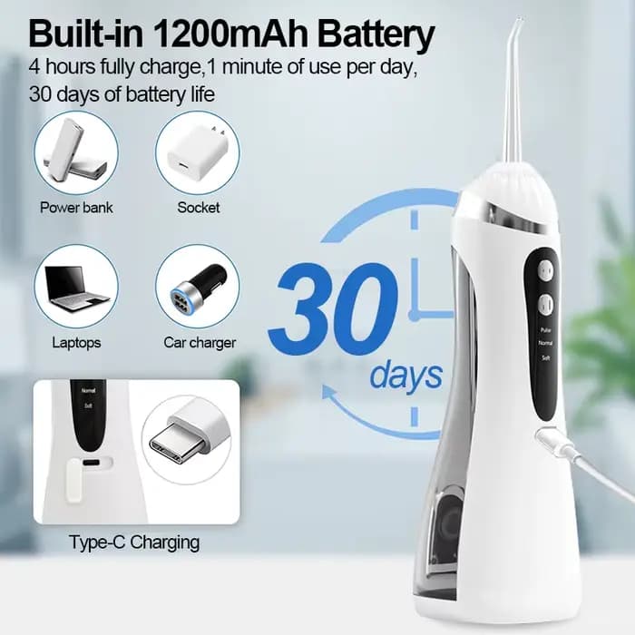 Irrigateur buccal, Jet d'eau dentaire Portable, Jet d'eau dentaire Rechargeable pour le nettoyage des dents