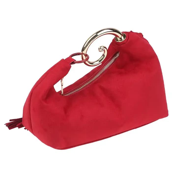 Sacs de soirée vintage tendance pour femmes, sacs à main en faux daim de luxe français avec poignée en métal durable
