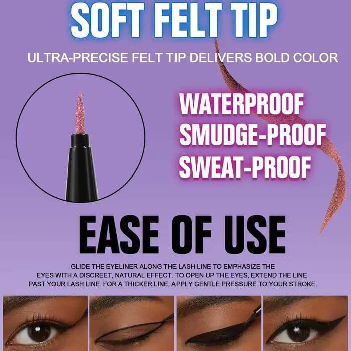 Stylo Eyeliner liquide métallique or violet