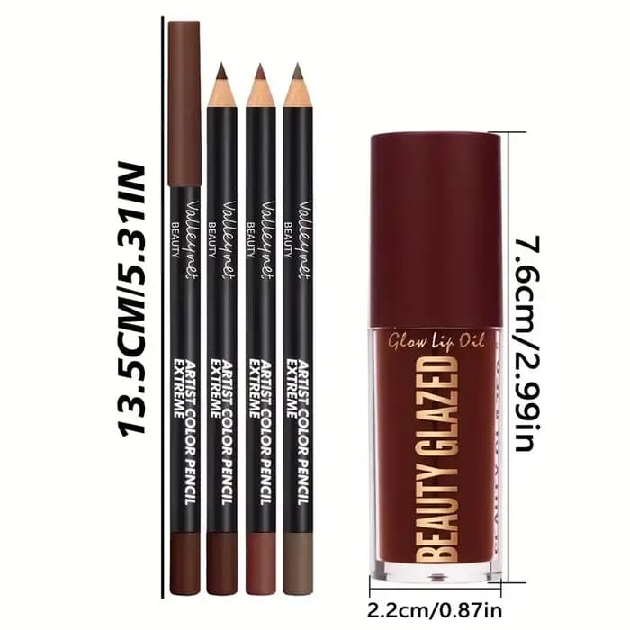 Ensemble de 4 kits pour les lèvres - 3 crayons à lèvres + 1 gloss à lèvres