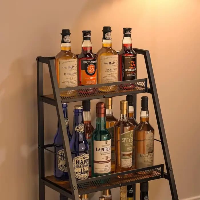 Casier à vin en bois, étagère de rangement multicouche sur pied, organisateur de condiments de cuisine trapèze simple face