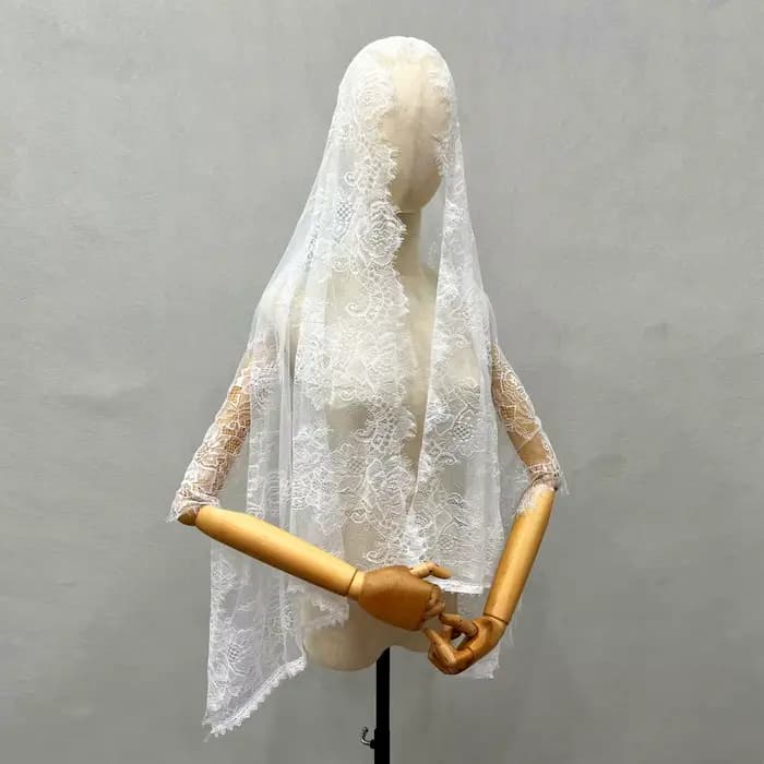 Voile d'église mantille en dentelle, couverture de tête en mousseline de masse latine, voile chrétien espagnol noir pour mariage, chapelle de mariée, voile catholique