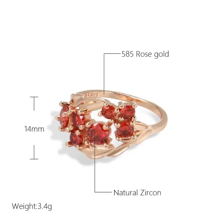 SYOUJYO – bagues en pierre naturelle pour femmes, rouge brillant, couleur or Rose, élégant, Vintage, bijoux de mariage, fête de famille, meilleur cadeau, 585