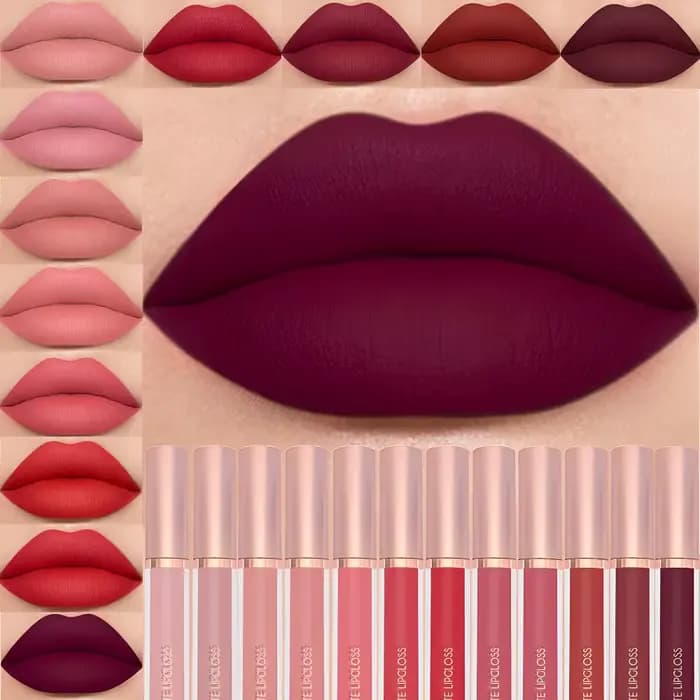 Punk foncé prune 24H imperméable mat velours brillant à lèvres maquillage longue durée antiadhésif tasse