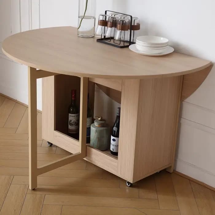 Table à manger ronde pliante avec chaises pliantes, meubles mobiles multifonctionnels, mode