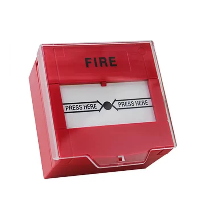 Bouton de déverrouillage d'urgence réinitialisable pour porte coupe-feu avec couvercle