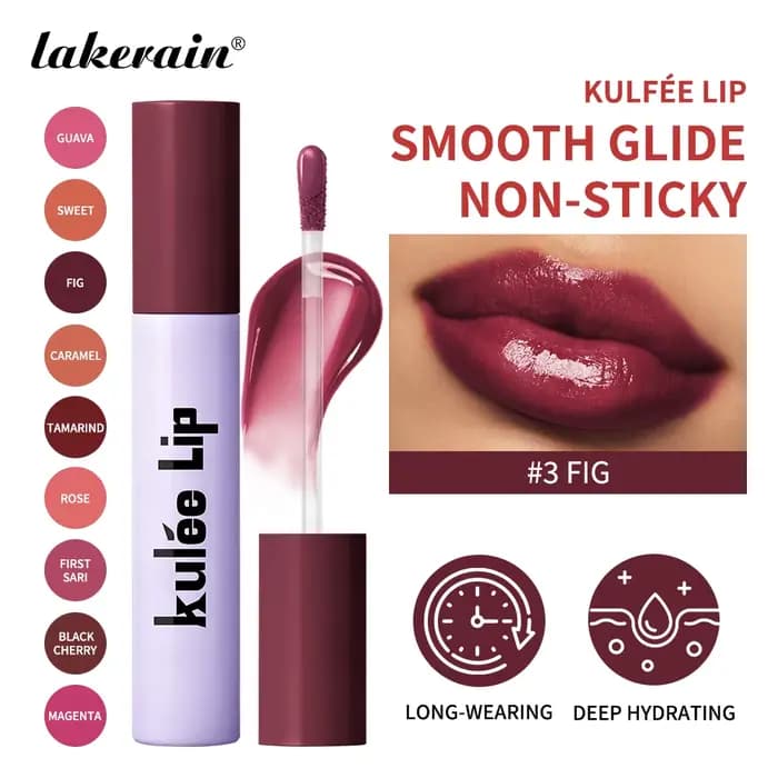 Lakerain Kulfée huile pour les lèvres hydratant longue durée 9 couleurs brillant