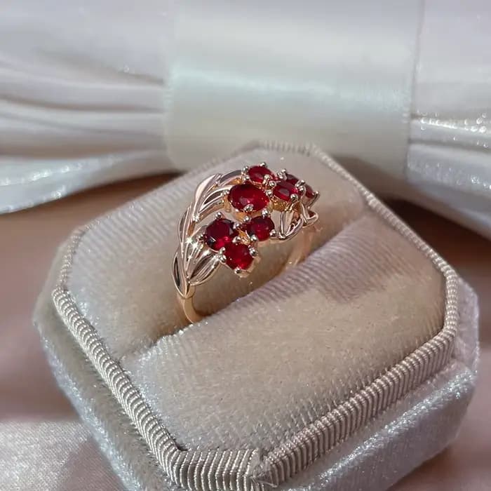 SYOUJYO – bagues en pierre naturelle pour femmes, rouge brillant, couleur or Rose, élégant, Vintage, bijoux de mariage, fête de famille, meilleur cadeau, 585