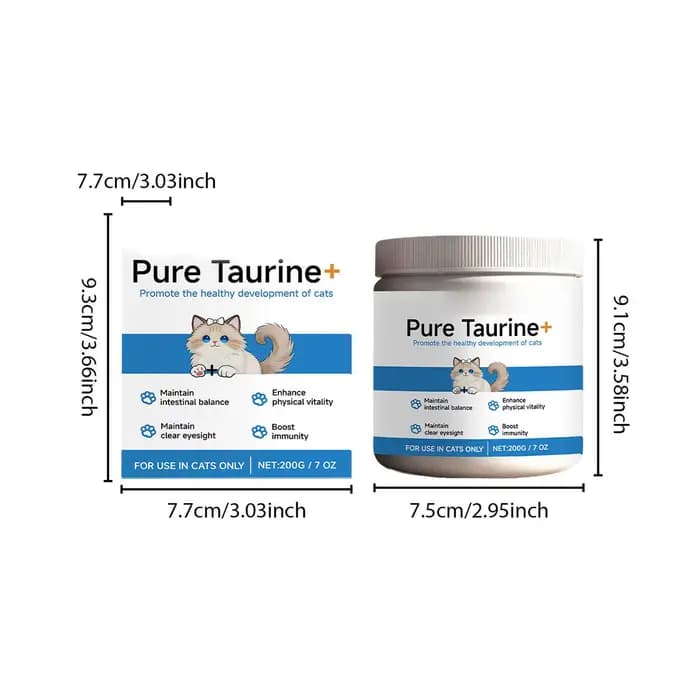  Poudre de taurine pour chats, soutient la santé et la stabilité cardiaque des animaux, maintient la vision des animaux, formule douce, soin quotidien pour animaux, poudre nutritionnelle