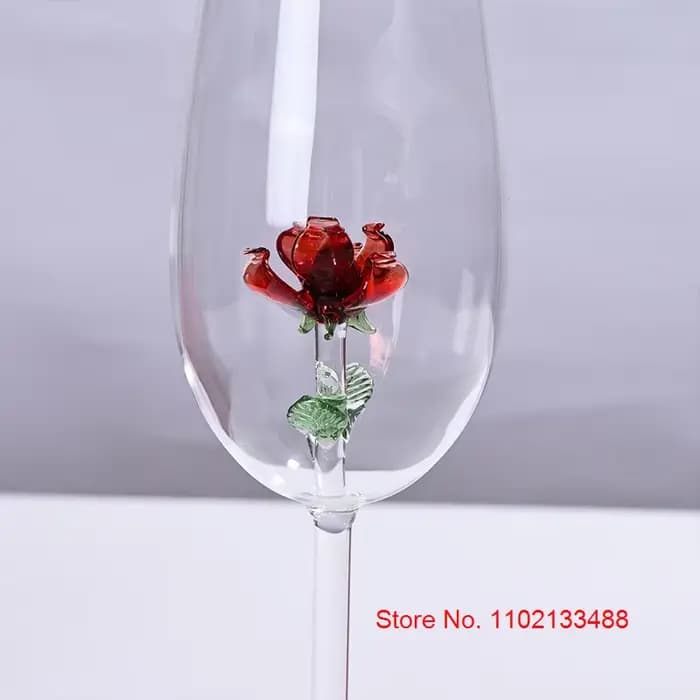 Verre à Champagne en Clip avec Rose à l'Intérieur, Cadeau Créatif, pour ixde Mariage, Flûtes Romantiques, Gobelet de Bordeaux