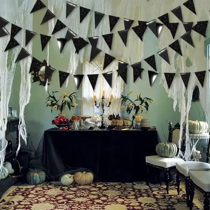 Guirxiété à paillettes pour fête d'anniversaire, bannière triangulaire, drapeaux en papier, banderole de remise des diplômes, décoration de fête noire