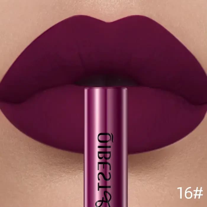 QIBEST mat liquide rouge à lèvres imperméable longue durée velours brillant