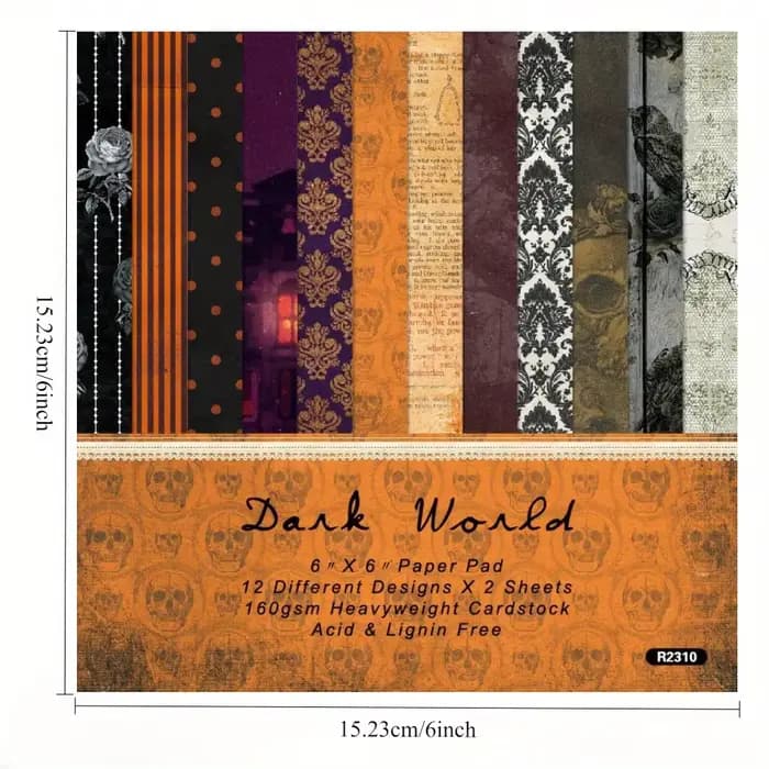 Pack de 24 feuilles de papier scrapbooking couleur foncée, papier artisanal fait main, bloc de fond pour loisirs créatifs