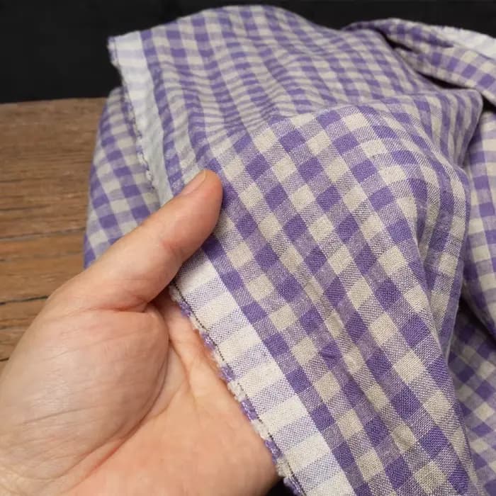 Tissu en lin pur délavé au sable, à petits carreaux jaunes, pour la confection de robes, pantalons et chemises de créateurs printemps-été, tissu respirant pour la couture