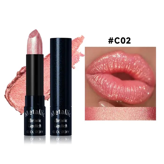 Rouge à lèvres métallique à paillettes