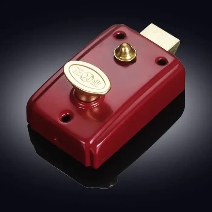 Serrure de porte de grange rétro, serrure de sécurité externe rouge, serrure universelle à langue unique avec clé, serrure antivol pour porte en bois