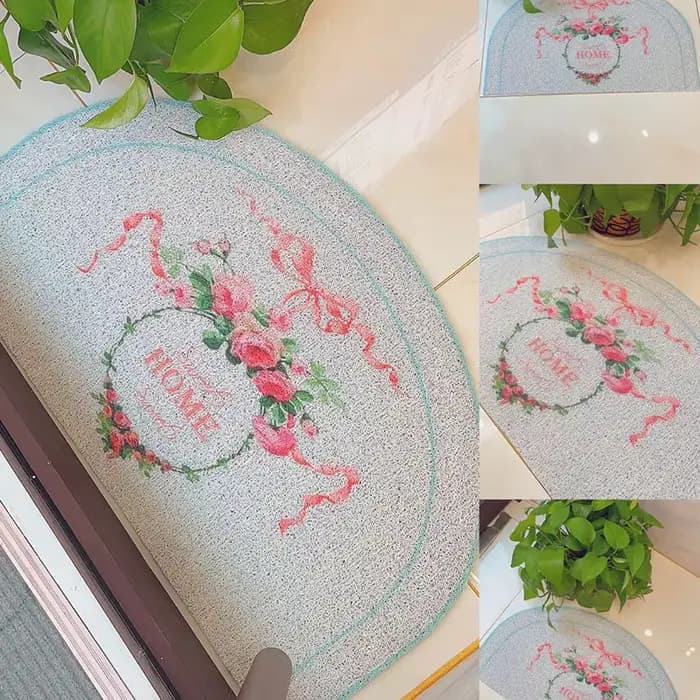 Paillasson rétro antidérapant, paillassons maison, rose, tapis de pied anti-poussière, petit tapis demi-cercle, imprimé ange rose, paillassons maison française