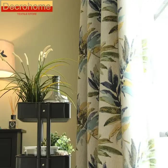 Rideaux pour salon salle à manger chambre nordique moderne Simple lumière ombrage feuilles pastorales soleil-ombrage lin couleur Jacquard