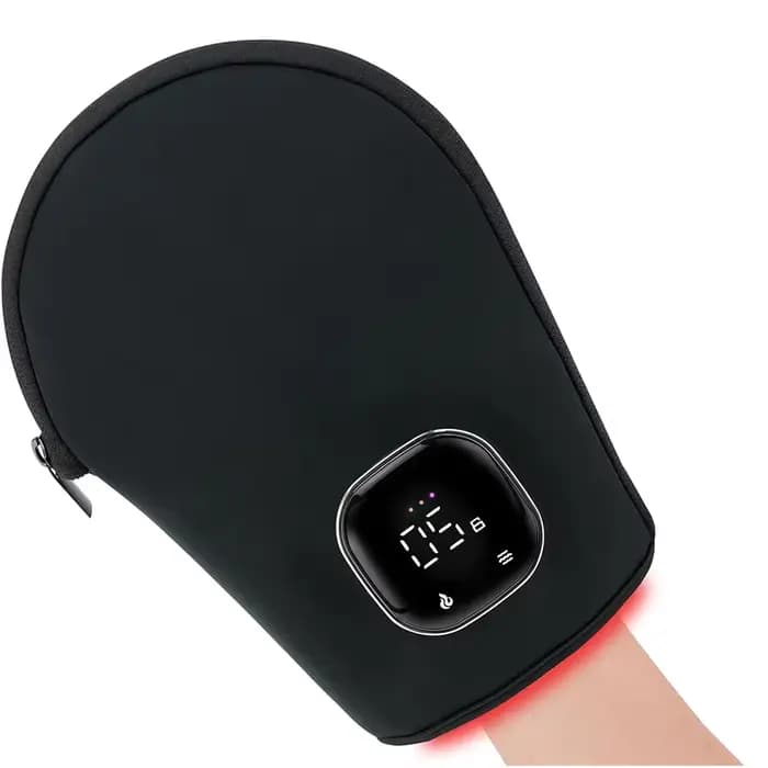 Thérapie par la lumière rouge pour soulager la douleur des mains avec lumière infrarouge rouge 660nm et 850nm, gant de thérapie par la lumière infrarouge proche LED rechargeable