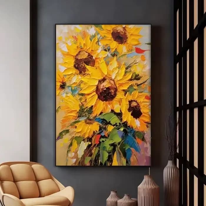 Peinture à l'huile par numéros, paysage de printemps, tournesol, dessin sur toile, images par numéros, décoration de maison, DIY bricolage