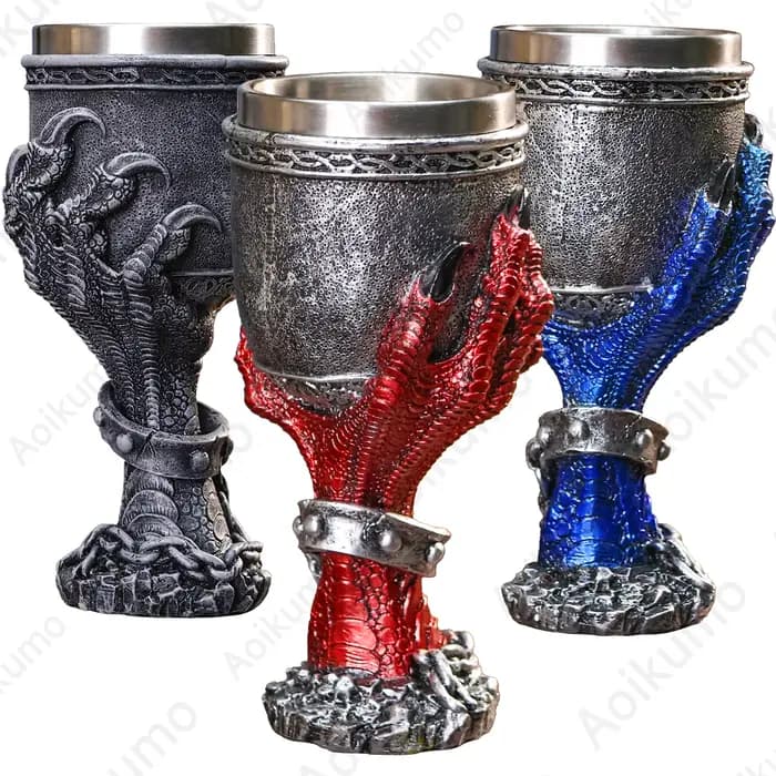 Gobelet griffe de dragon en acier inoxydable, insert gothique rétro, calice en verre à vin Trink Kelch, 2024