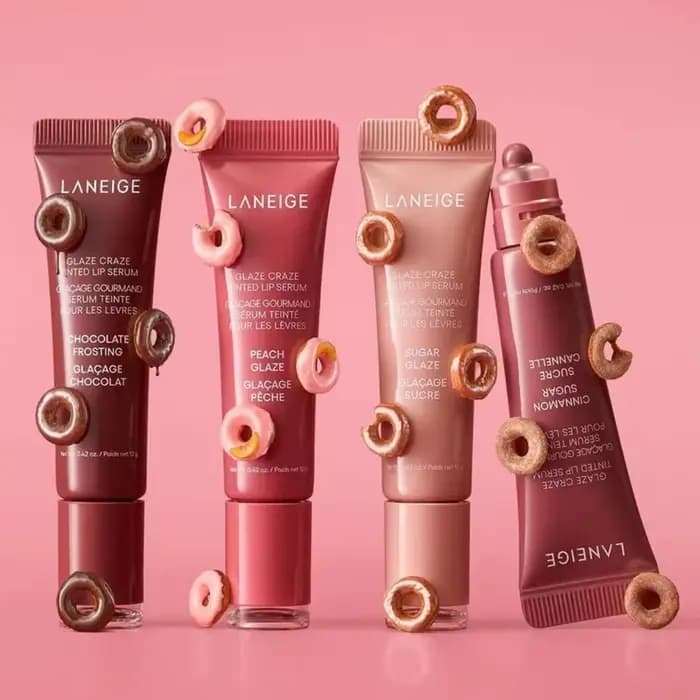 Baume à lèvres Laneige Donut Strawberry Sugar, brillant et repulpant, hydratant, exfoliant doux, soin quotidien pour les lèvres