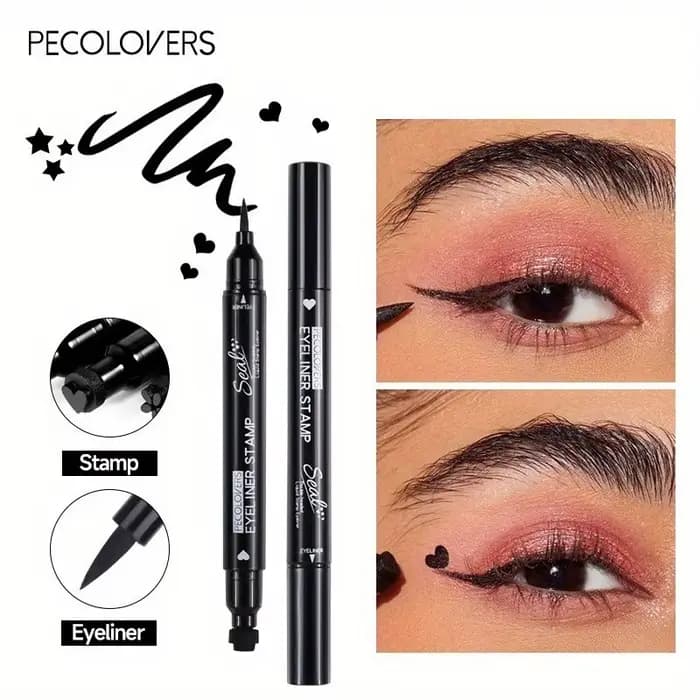 Eyeliner liquide noir 2 en 1, Double tête, tampon de lune, crayon pour les yeux, séchage rapide, sans taches, longue durée, facile à utiliser, maquillage pour les yeux