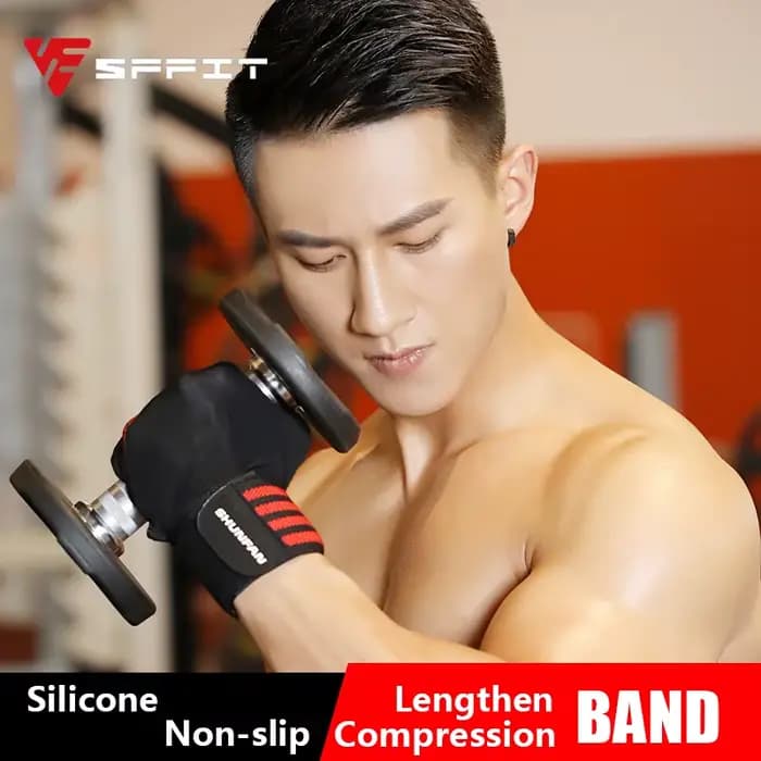 Gants de levage WePackage pour hommes et femmes, entraînement de musculation, gymnastique, fitness, enveloppes de poignet, demi-doigt, rouge