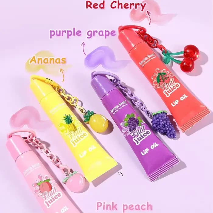Huile à lèvres fruitée pour femme avec porte-clés – Hydratante