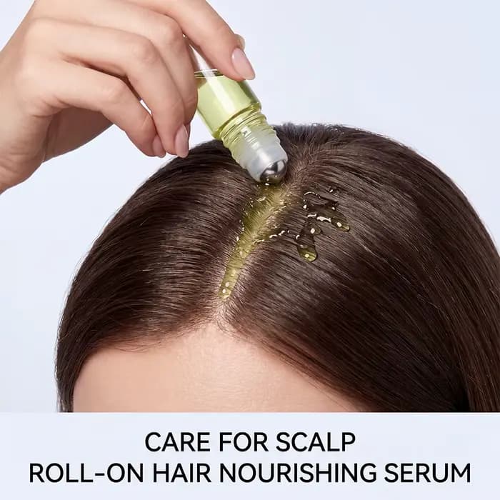 Sérum capillaire nourrissant avec applicateur à bille, hydratant et lissant pour le cuir chevelu, traitement quotidien léger et non gras