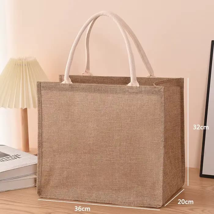 Sac en lin sacs en coton peints à la main sacs d'imitation portables en Jute sacs en lin sacs à provisions sacs laminés