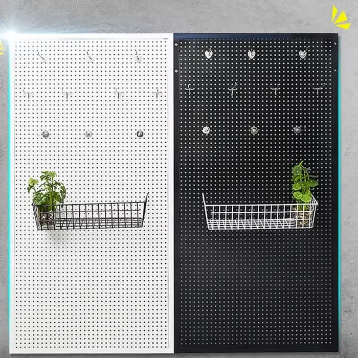 Panneaux muraux ronds et carrés, panneau métallique, panneau mural, étagère, organisateur de rangement avec crochets, accessoires